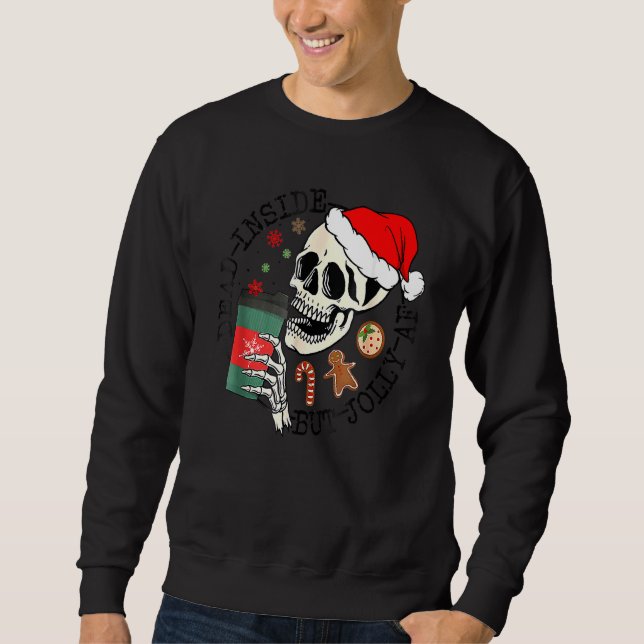 Moletom Dead Inside But Jolly AF  Skeleton Santa Hat Chris (Frente)