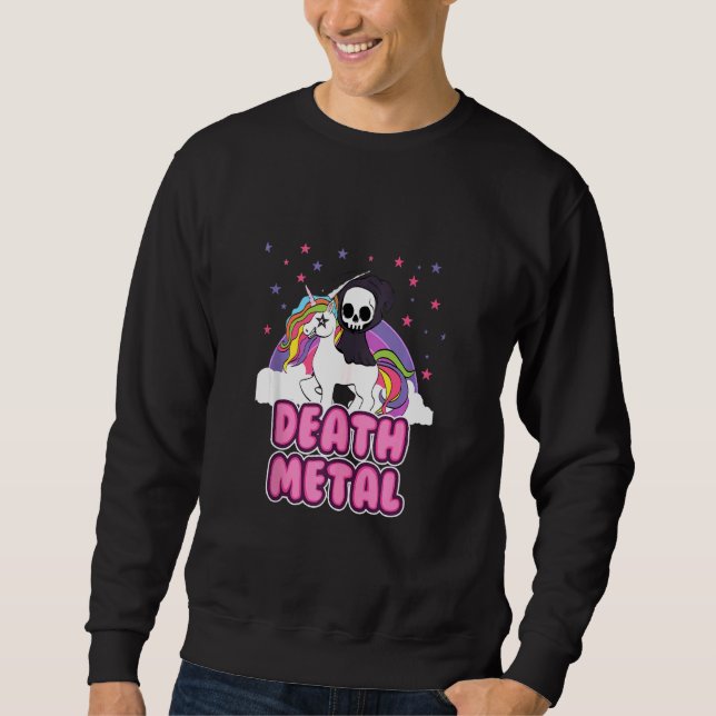 Moletom Death Metal Unicorn Grim Reaper Rainbow Heavy Met (Frente)