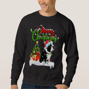 Moletom Decorações de Natal Papai Noel Boston Terrier Cão