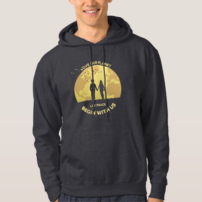 Moletom Deixe a paz começar conosco | Hoodie de uso mascul (Frente)