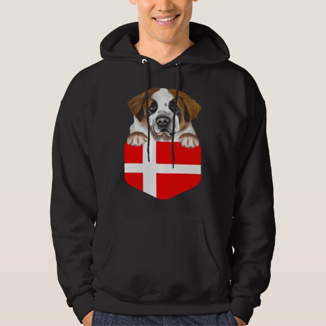 Moletom Denmark Flag St Bernard Dog In Pocket (Frente)