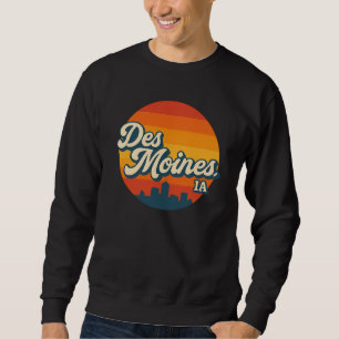 Moletom Des Moines Iowa Retro Skyline Vintage Sunset Cit