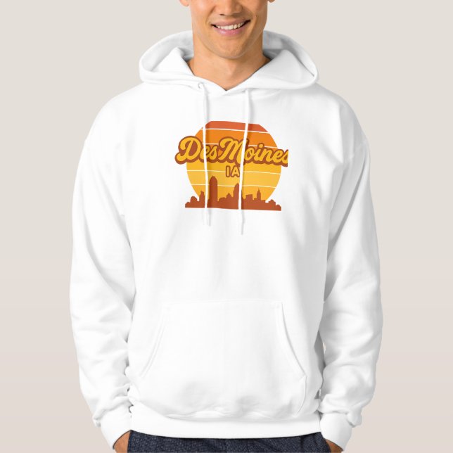 Moletom Des Moines Iowa Skyline Sunset | Orgulho de Cidade (Frente)