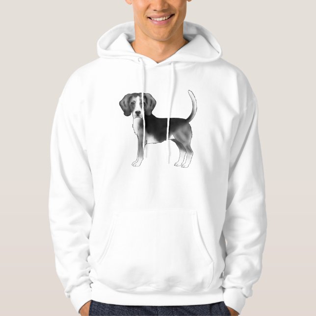 Moletom Desenho Adorável de Cachorro Beagle em Preto e Bra (Frente)
