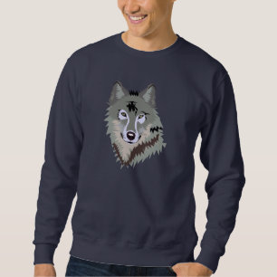 Moletom Desenho da cara do lobo cinzento