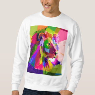 Moletom Desenho de Arte Pop Prismática Colorida de Leão-62