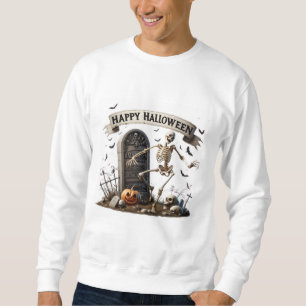 Moletom Desenho de Esqueleto Dançante de Halloween