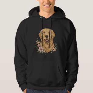 Moletom Desenho de Gravura Vintage Floral Retriever Dourad