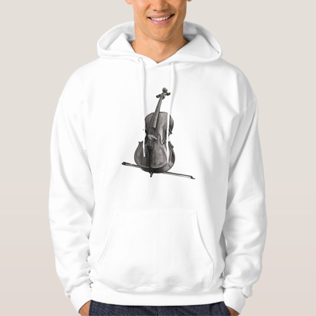 Moletom Desenho de Violoncelo Preto e Branco (Frente)