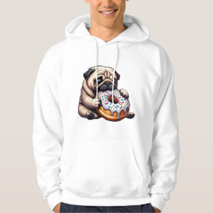Moletom Desenho engraçado de pug fofo comendo donut