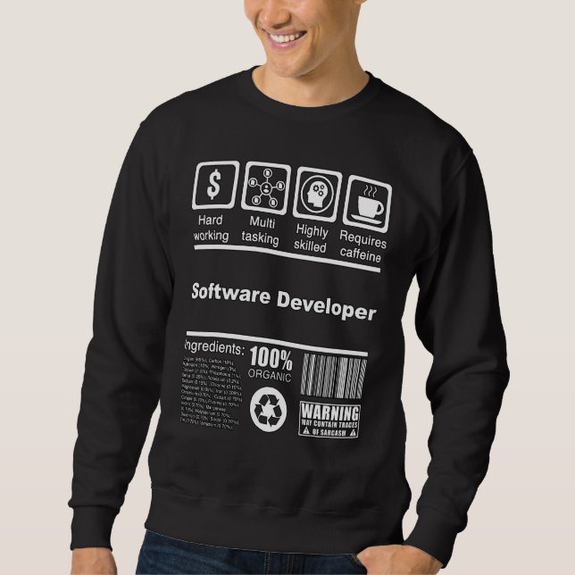 Moletom Desenvolvedor de Software  Fatos Nutricionais  Pro (Frente)