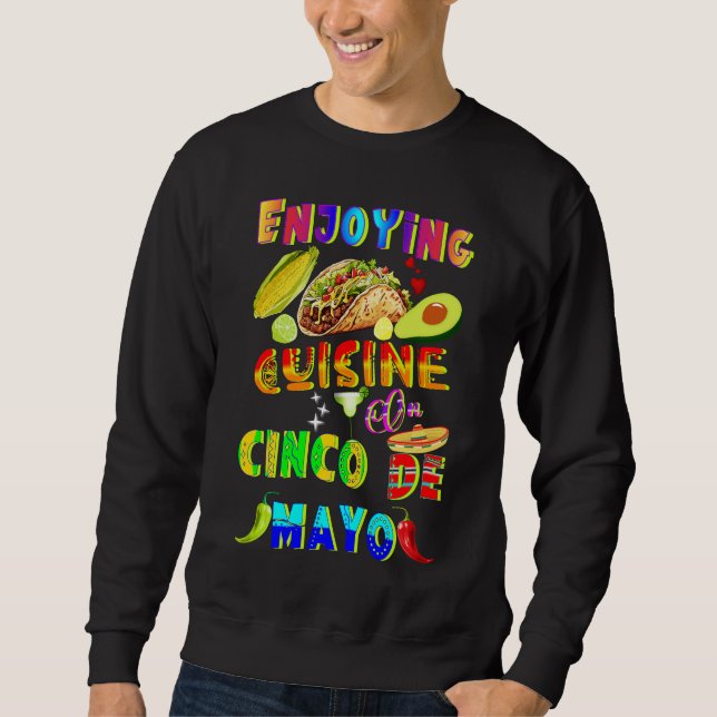 Moletom Desfrutando Da Cuisine Em Cinco De Mayo (Frente)