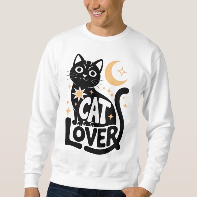 Moletom Design de Amante de Gato Preto com Magia Celestial (Frente)