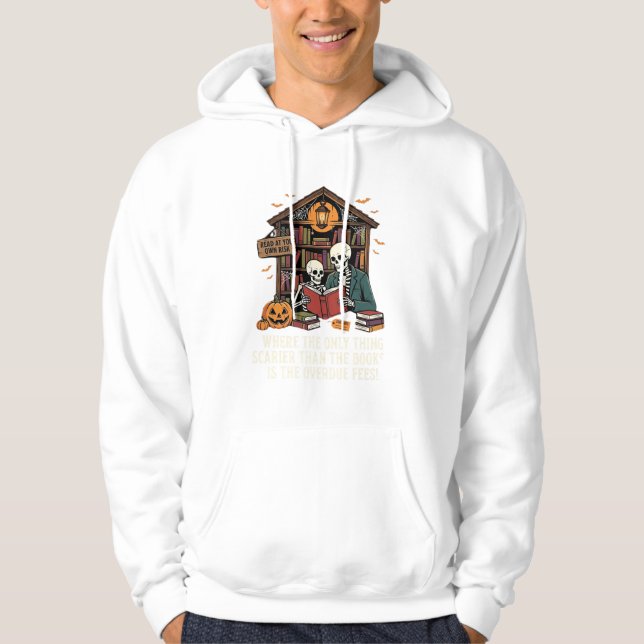 Moletom Design de Biblioteca de Esqueleto de Halloween Ama (Frente)