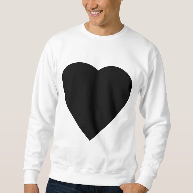 Moletom Design de Coração de Amor Negro e Branco. (Frente)
