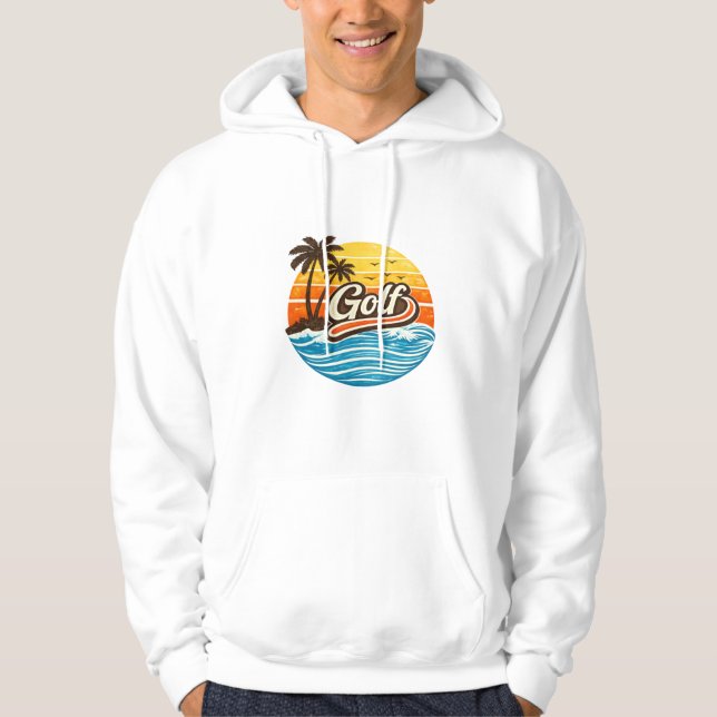 Moletom Design de Golfe Retro Pôr do Sol (Frente)