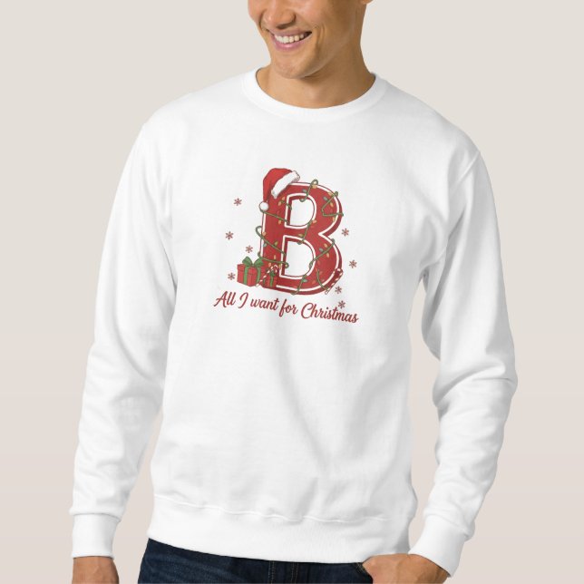 Moletom Design de Monograma de Natal com a Letra B (Frente)