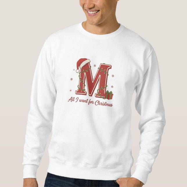 Moletom Design de Monograma de Natal com a Letra M (Frente)