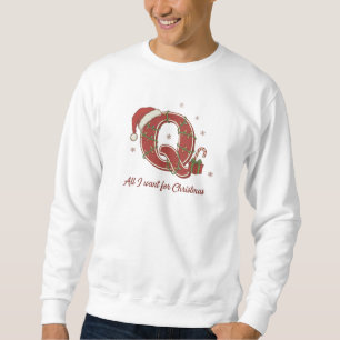 Moletom Design de Monograma de Natal com a Letra Q