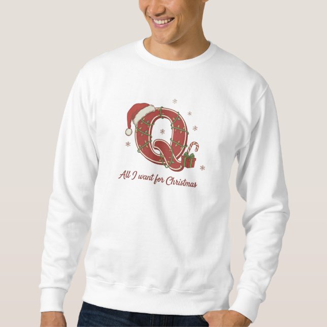 Moletom Design de Monograma de Natal com a Letra Q (Frente)
