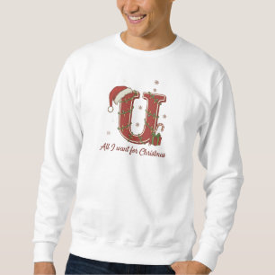Moletom Design de Monograma de Natal com a Letra U