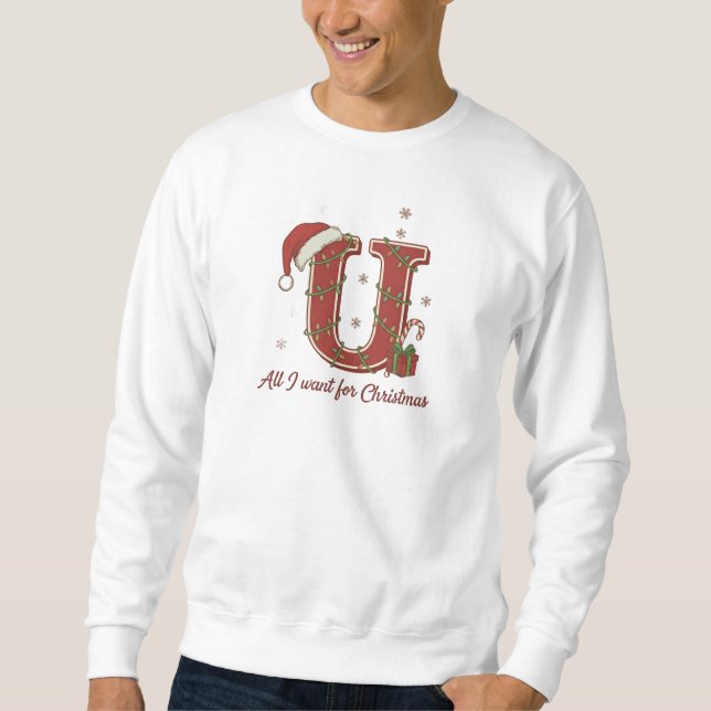 Moletom Design de Monograma de Natal com a Letra U (Frente)