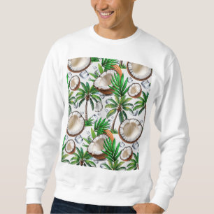 Moletom Design de Padrão Tropical de Árvore de Coco