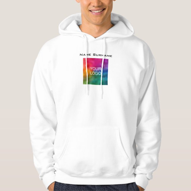Moletom Design frontal de logotipo comercial branco mascul (Frente)