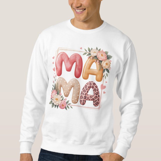 Moletom Design Gráfico Floral Boho Estampa de Leopardo Mam (Frente)