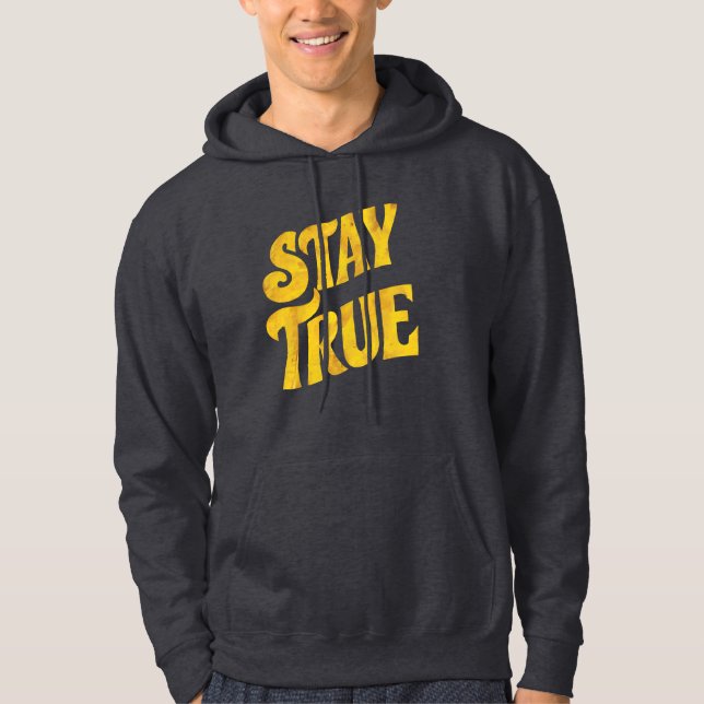 Moletom Design Motivant 'Stay True' en Or Texturé (Frente)