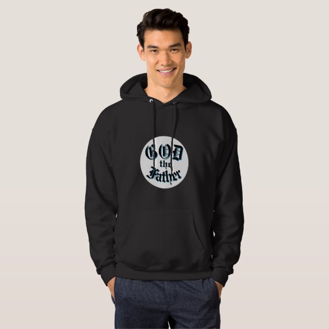 Moletom Deus O Pai Redondo Justifica Hoodie Preto (Frente Completa)