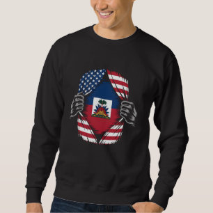 Moletom Dia da Bandeira Haitiana Americana Haitiana Raízes