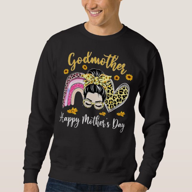 Moletom Dia de as mães feminino Rainbow Leopard Messy Bun  (Frente)