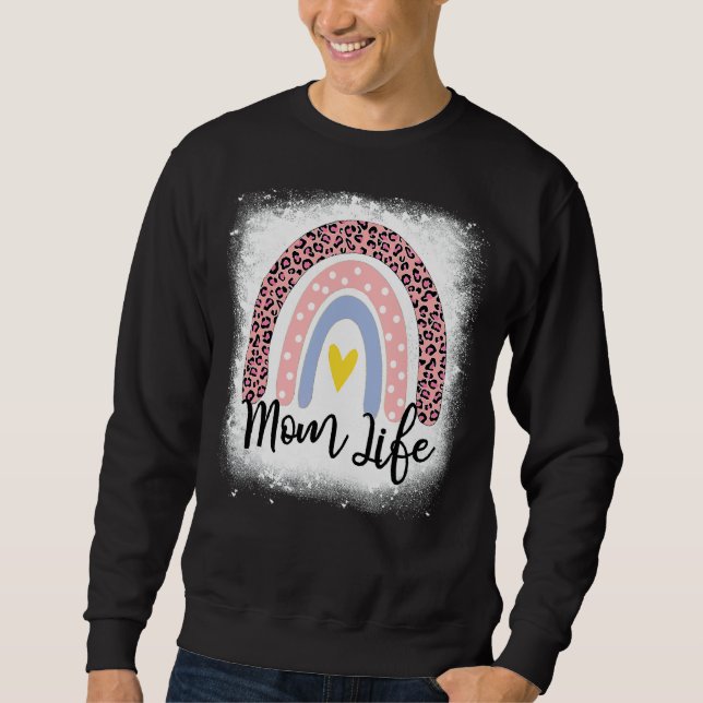 Moletom Dia de as mães Mãe Vida Leopardo Rainbow Mama Mulh (Frente)