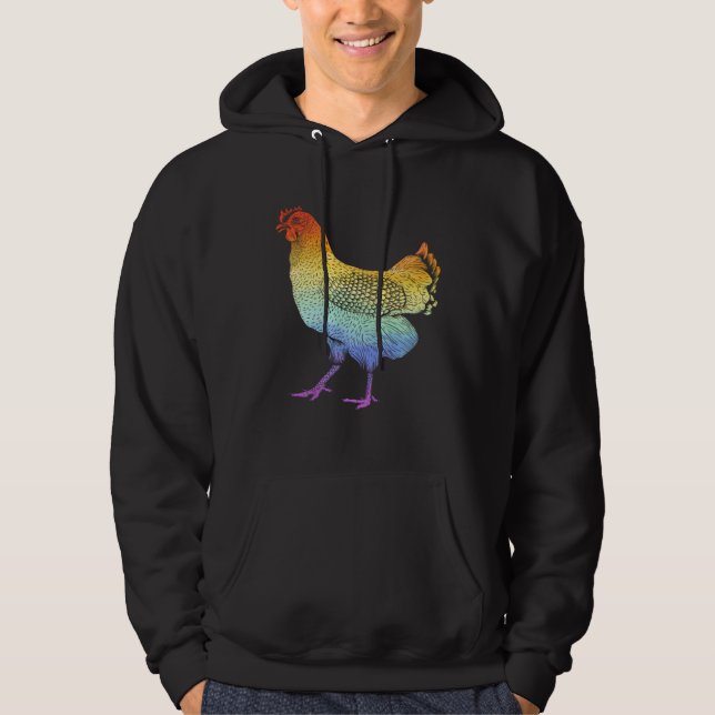 Moletom Dia De Los Muertos Rainbow Rooster Skull Cockerel (Frente)