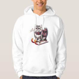Moletom "Dia de Neve Meow! Gatinho Fofo no Trenó com Cache