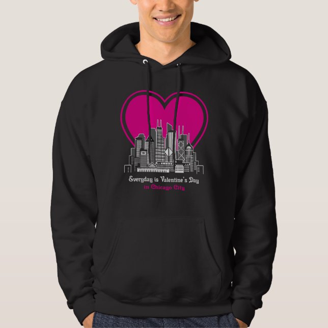 Moletom Dia de os namorados na cidade de Chicago (Frente)