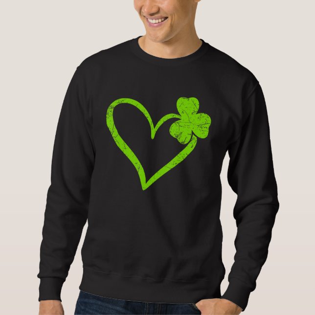 Moletom Dia de São Patrício Feliz De Shamrock Do Coração F (Frente)
