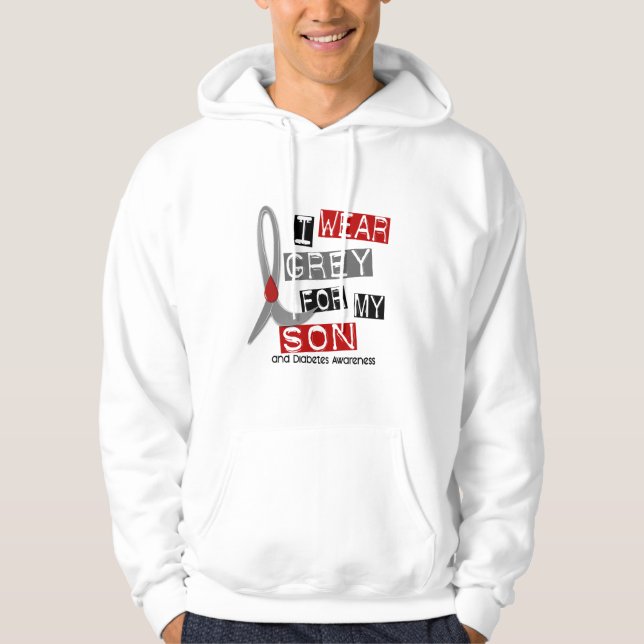 Moletom Diabetes eu visto o cinza para meu filho 37 (Frente)