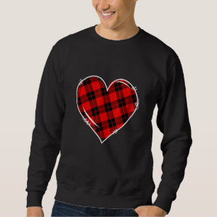 Moletom Dias dos Namorados Plaid Vermelho de Búfalo Coraçã