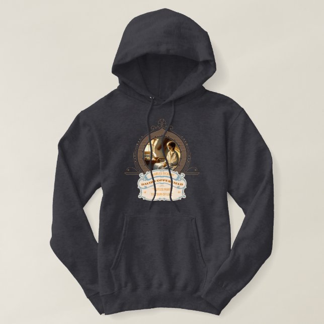 Moletom Dickens' Copperfield Quote Gold Blue Hoodie (Frente do Design)