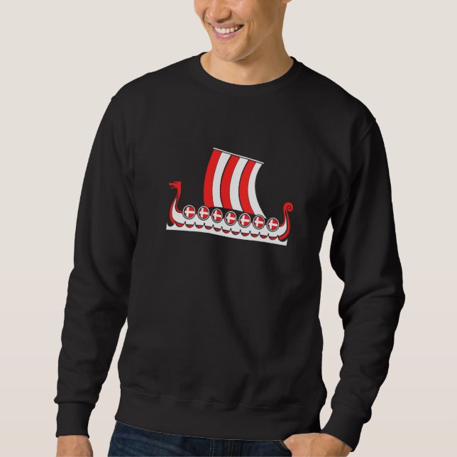 Moletom Dinamarca Navio Vikingue  Bandeira Dinamarquesa Ba (Frente)