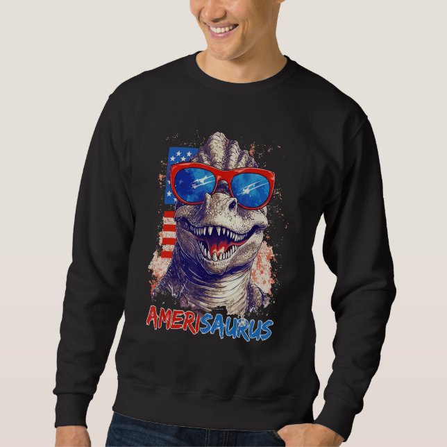 Moletom Dinosaur 4th of July Kids Boys Men Amerisaurus Rex (Frente)