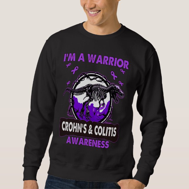 Moletom Dinosaur I'm A Warrior CROHN'S & COLITIS Awareness (Frente)