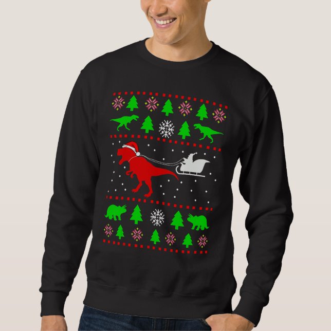 Moletom Dinosaur Ugly Christmas Sweater  for adults kids 1 (Frente)