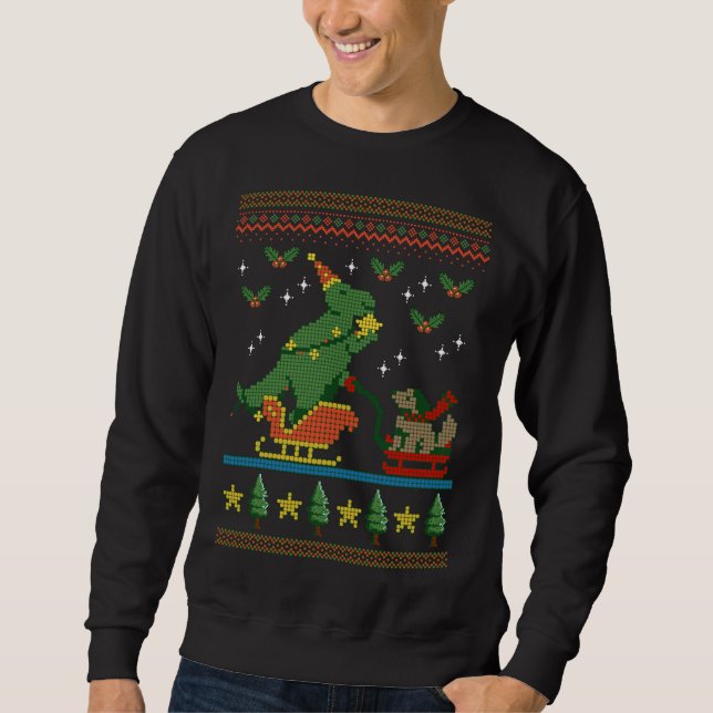 MOLETOM DINOSSAUR DOG SLEIGH ANDANDO EM TRÊS DE NATAL ÚMID (Frente)