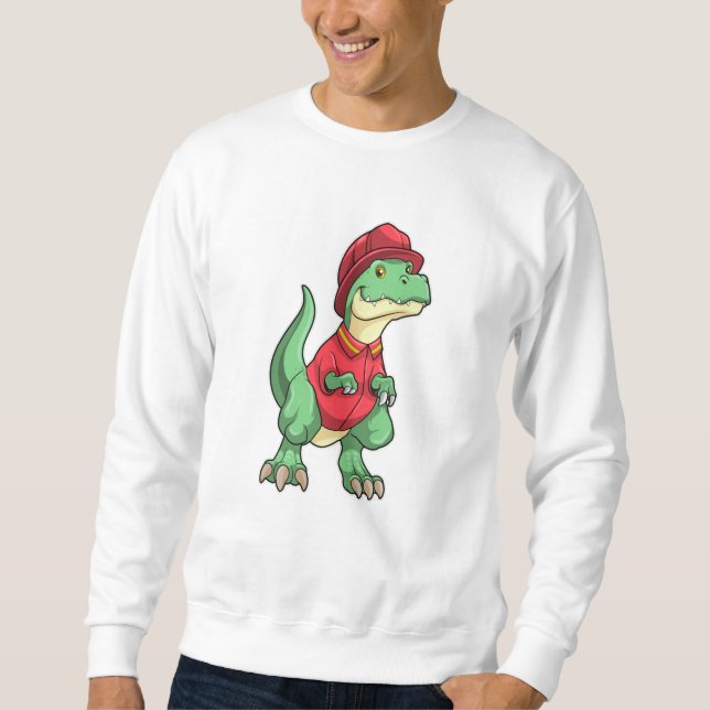 Moletom Dinossauro como Bombeiro com capacete de Fogo (Frente)