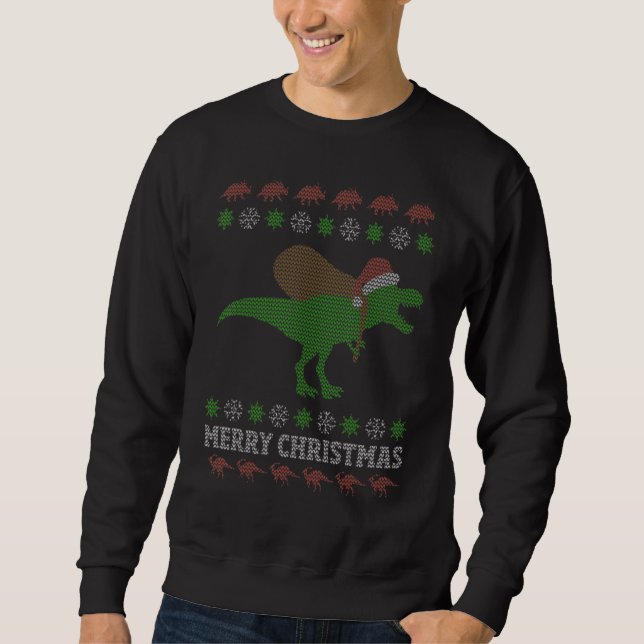 Moletom Dinossauro Engraçado T Rex Doadores de Natal Feios (Frente)