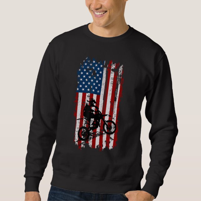Moletom Dirt Bike USA Flag Motocross American Flag (Frente)