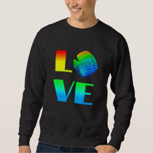 Moletom Discus Fish Rainbow Love Exotic Aquarium Fish